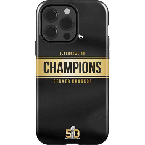NFL Denver Broncos Super Bowl 50 Champions Black iPhone 15 Pro Impact Case
